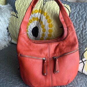 Tignanello Vibrant orange Leather Hobo Bag